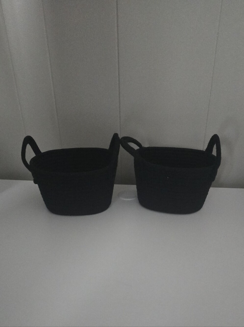 Black Woven Cotton Handle Baskets - Set of 2